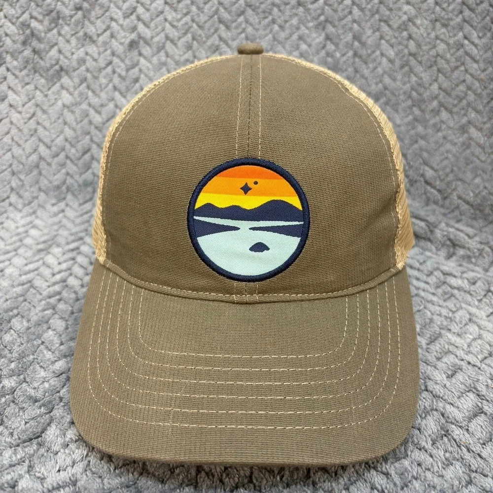 Base Level Lake Tahoe Trucker Hat Olive Green Tan Mesh Back Adjustable Cap